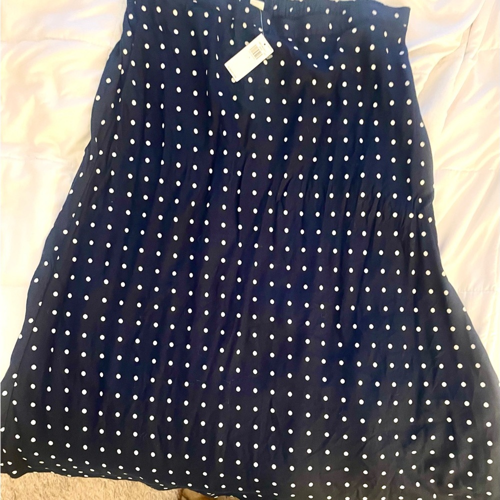 Old Navy Navy Skirt with White Dots midi length